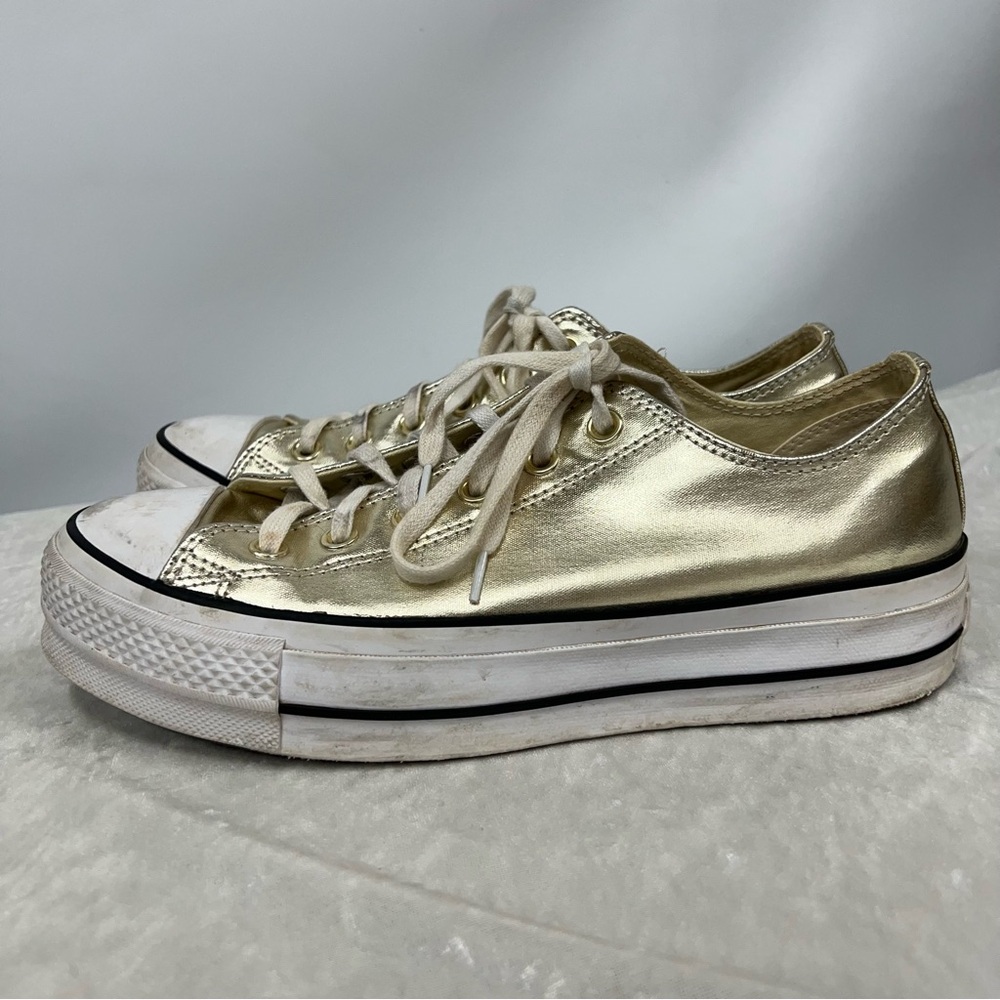 Converse All Star 9.5 Metallic Gold Sneakers